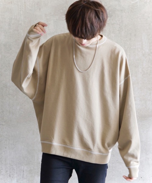 anown（アノン）の「ドルマンスリーブステッチ配色ビッグスウェット【ファッションインフルエンサー tai×anown 限定コラボ】（スウェット・メンズ・ホワイト/ブラック/モカ・M/L）」の16枚目の写真