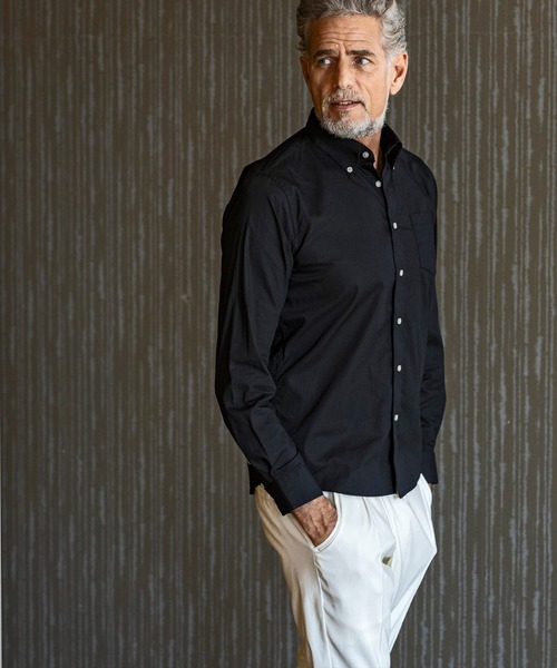 AKM Contemporary（エイケイエムコンテンポラリー）の「【WEB・直営店限定】AKM Contemporary(エイケイエムコンテンポラリー)ブランドロゴ サイドプリーツ ボタンダウンシャツ（シャツ/ブラウス・メンズ・ホワイト/ネイビー/ブラック・S/M/L/XL）」の16枚目の写真