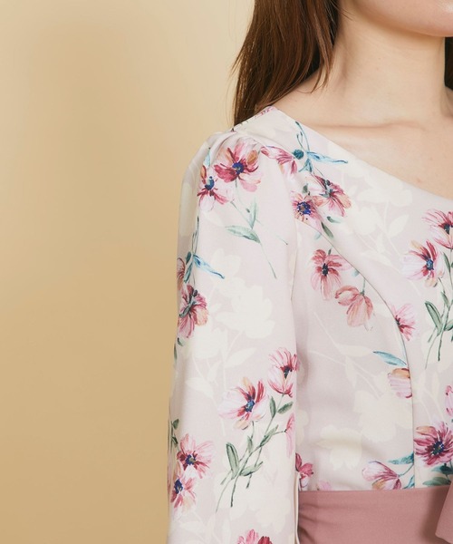 tocco closet（トッコ　クローゼット）の「ウエストりぼん付き配色フラワープリントワンピース（ワンピース・レディース・ピンク/ブルー・M）」の11枚目の写真