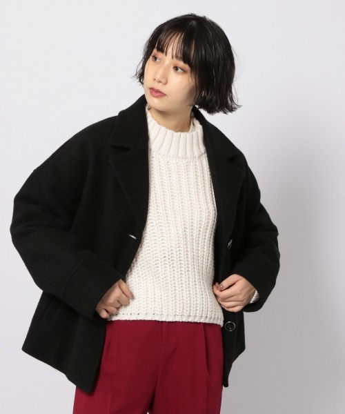 PAGEBOY(ページボーイ)の「ウールショートジャケットコート(ダウンジャケット/コート・レディース・ブラック/ダークブラウン/アクア・FREE)」の2枚目の写真