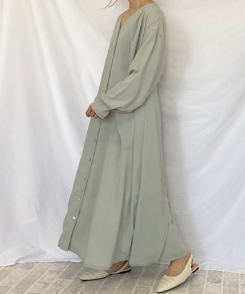 セール バックコンシャス リボン 長袖 ロング エプロンワンピース シャツワンピース She S Closet シーズクローゼット のファッション通販 Zozotown