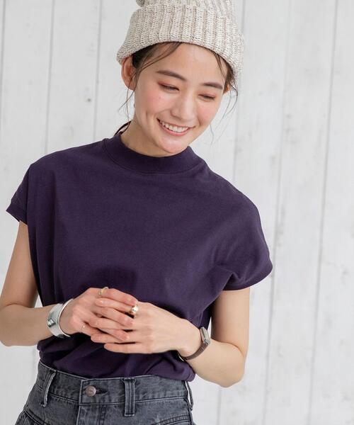 coen（コーエン）の「【WEB限定復刻】リピT・USAコットンハイネックTシャツ#（Tシャツ/カットソー・レディース・ダークブラウン/ケリー/ブラック/ライラック/ライトブルー/ブラウン系その他/ホワイト/マスタード/ダークグレー/ベージュ/コバルトブルー/オリーブ/パープル・FREE）」の11枚目の写真