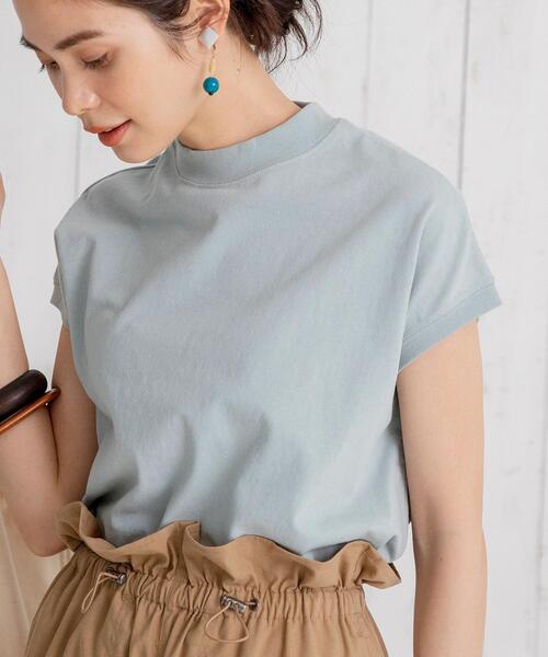 coen（コーエン）の「【WEB限定復刻】リピT・USAコットンハイネックTシャツ#（Tシャツ/カットソー・レディース・ダークブラウン/ケリー/ブラック/ライラック/ライトブルー/ブラウン系その他/ホワイト/マスタード/ダークグレー/ベージュ/コバルトブルー/オリーブ/パープル・FREE）」の9枚目の写真