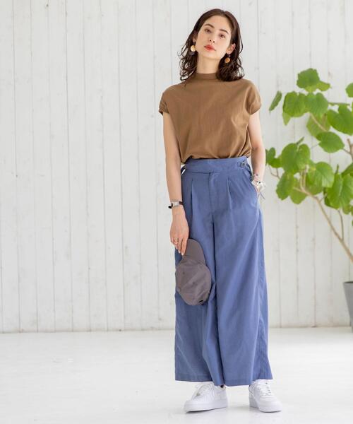 coen（コーエン）の「【WEB限定復刻】リピT・USAコットンハイネックTシャツ#（Tシャツ/カットソー・レディース・ダークブラウン/ケリー/ブラック/ライラック/ライトブルー/ブラウン系その他/ホワイト/マスタード/ダークグレー/ベージュ/コバルトブルー/オリーブ/パープル・FREE）」の21枚目の写真