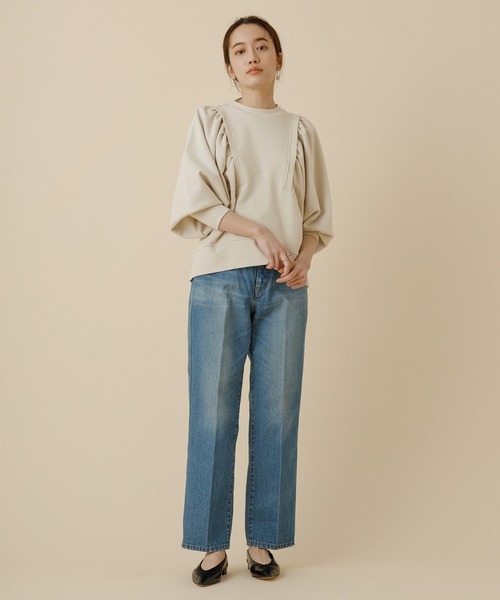 ADAM ET ROPE'（アダムエロペ）の「＜追加＞【WEB限定】ギャザースリーブスウェット（スウェット・レディース・チャコールグレー/ライトグレー/ブルー・FREE）」の9枚目の写真