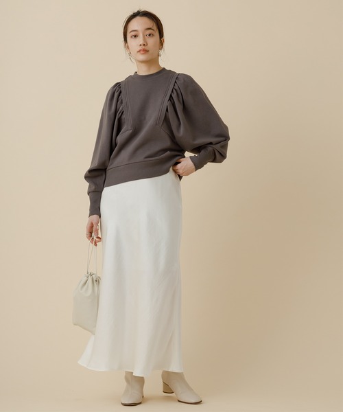 ADAM ET ROPE'（アダムエロペ）の「＜追加＞【WEB限定】ギャザースリーブスウェット（スウェット・レディース・チャコールグレー/ライトグレー/ブルー・FREE）」の6枚目の写真