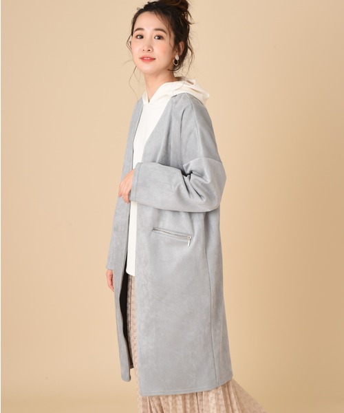 INTERPLANET（インタープラネット）の「【ＷＥＢ限定】スエードポンチコート（ノーカラーコート・レディース・ライトグレー/ブルー/ピンク・FREE）」の8枚目の写真