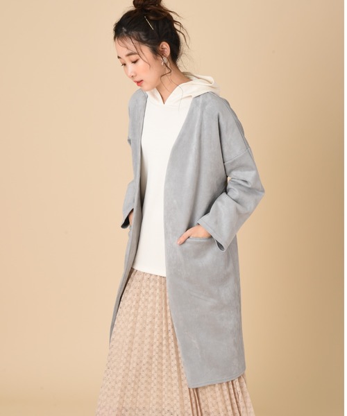 INTERPLANET（インタープラネット）の「【ＷＥＢ限定】スエードポンチコート（ノーカラーコート・レディース・ライトグレー/ブルー/ピンク・FREE）」の9枚目の写真