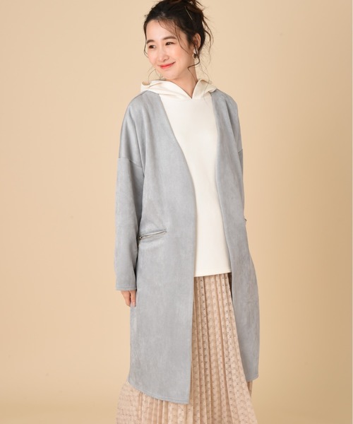 INTERPLANET（インタープラネット）の「【ＷＥＢ限定】スエードポンチコート（ノーカラーコート・レディース・ライトグレー/ブルー/ピンク・FREE）」の10枚目の写真