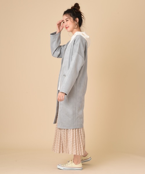 INTERPLANET（インタープラネット）の「【ＷＥＢ限定】スエードポンチコート（ノーカラーコート・レディース・ライトグレー/ブルー/ピンク・FREE）」の12枚目の写真