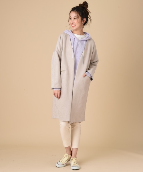 INTERPLANET（インタープラネット）の「【ＷＥＢ限定】スエードポンチコート（ノーカラーコート・レディース・ライトグレー/ブルー/ピンク・FREE）」の14枚目の写真