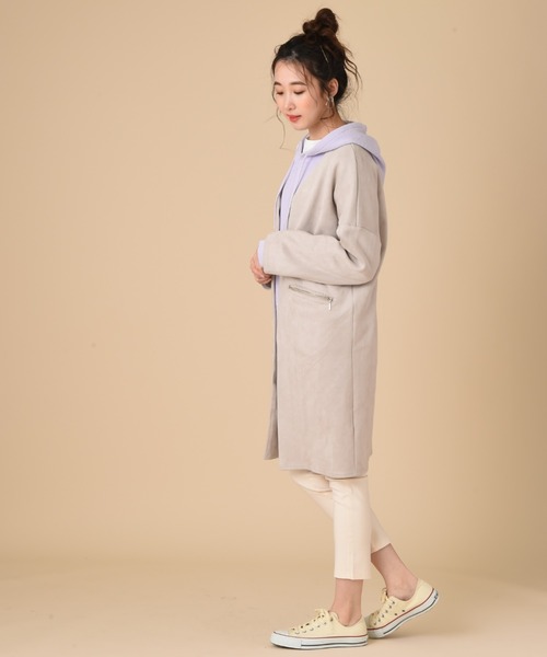 INTERPLANET（インタープラネット）の「【ＷＥＢ限定】スエードポンチコート（ノーカラーコート・レディース・ライトグレー/ブルー/ピンク・FREE）」の16枚目の写真