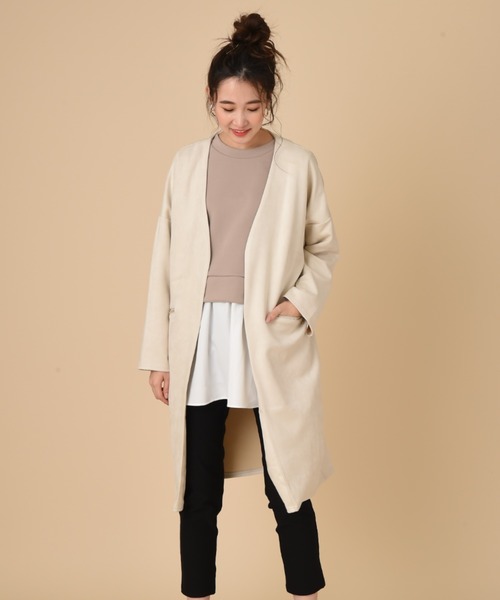 INTERPLANET（インタープラネット）の「【ＷＥＢ限定】スエードポンチコート（ノーカラーコート・レディース・ライトグレー/ブルー/ピンク・FREE）」の18枚目の写真