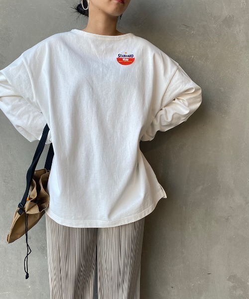 JEANS FACTORY Clothes（ジーンズファクトリークローズ）の「[Jeans Factory Clothes/ジーンズファクトリークローズ] ヘビー米綿天竺ビッグシルエットバスクTシャツ（Tシャツ/カットソー・メンズ・ブラック/ホワイト×ブラック/ベージュ/ホワイト×ネイビー/オフホワイト・S/M/L）」の19枚目の写真