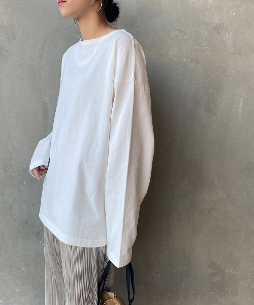 JEANS FACTORY Clothes（ジーンズファクトリークローズ）の「[Jeans Factory Clothes/ジーンズファクトリークローズ] ヘビー米綿天竺ビッグシルエットバスクTシャツ（Tシャツ/カットソー・メンズ・ブラック/ホワイト×ブラック/ベージュ/ホワイト×ネイビー/オフホワイト・S/M/L）」の11枚目の写真