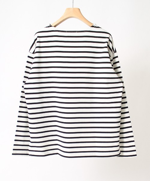 JEANS FACTORY Clothes（ジーンズファクトリークローズ）の「[Jeans Factory Clothes/ジーンズファクトリークローズ] ヘビー米綿天竺ビッグシルエットバスクTシャツ（Tシャツ/カットソー・メンズ・ブラック/ホワイト×ブラック/ベージュ/ホワイト×ネイビー/オフホワイト・S/M/L）」の21枚目の写真