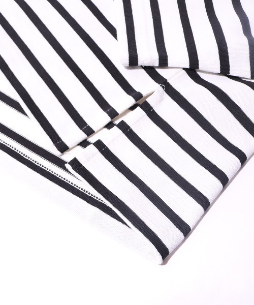 JEANS FACTORY Clothes（ジーンズファクトリークローズ）の「[Jeans Factory Clothes/ジーンズファクトリークローズ] ヘビー米綿天竺ビッグシルエットバスクTシャツ（Tシャツ/カットソー・メンズ・ブラック/ホワイト×ブラック/ベージュ/ホワイト×ネイビー/オフホワイト・S/M/L）」の13枚目の写真