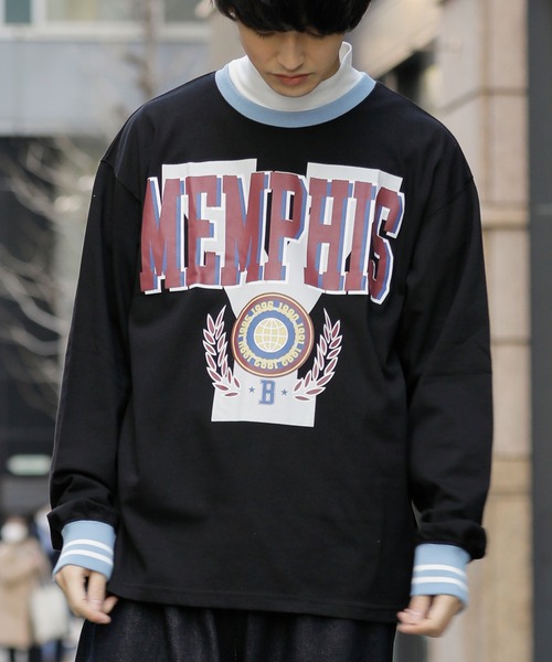 Beno（ビーノ）の「カレッジロゴ リブ配色ライン入り ルーズ ロング