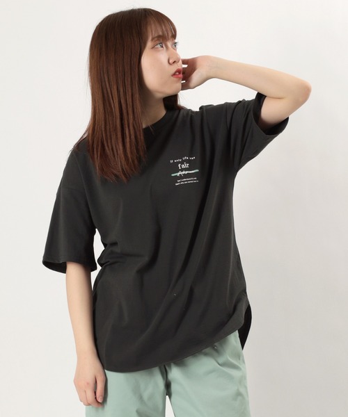 make a ray!(メイク ア レイ!)の「ビッグシルエット ガールイラスト バックプリントTシャツ/ラウンドシルエット/半袖Tシャツ(Tシャツ/カットソー・レディース・ライトグレー/ブラック/オフホワイト・M/L)」の18枚目の写真