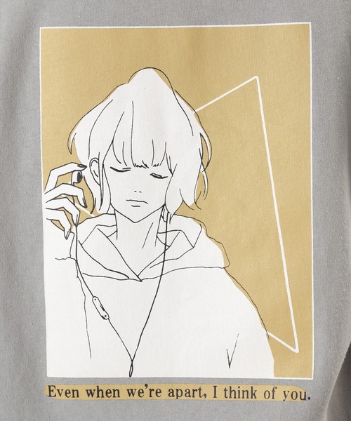 make a ray!(メイク ア レイ!)の「ビッグシルエット ガールイラスト バックプリントTシャツ/ラウンドシルエット/半袖Tシャツ(Tシャツ/カットソー・レディース・ライトグレー/ブラック/オフホワイト・M/L)」の11枚目の写真