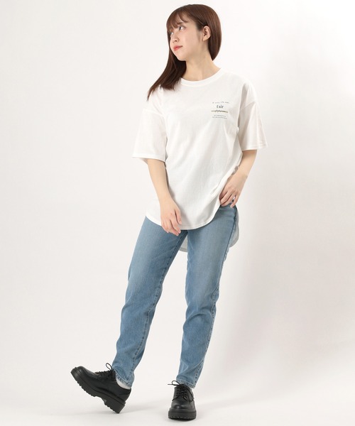 make a ray!(メイク ア レイ!)の「ビッグシルエット ガールイラスト バックプリントTシャツ/ラウンドシルエット/半袖Tシャツ(Tシャツ/カットソー・レディース・ライトグレー/ブラック/オフホワイト・M/L)」の13枚目の写真