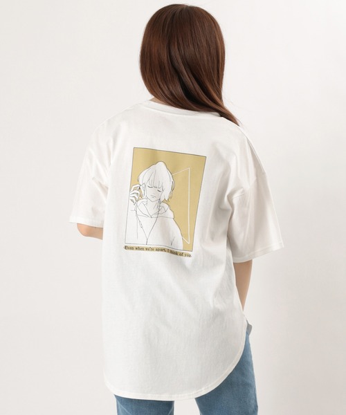 make a ray!(メイク ア レイ!)の「ビッグシルエット ガールイラスト バックプリントTシャツ/ラウンドシルエット/半袖Tシャツ(Tシャツ/カットソー・レディース・ライトグレー/ブラック/オフホワイト・M/L)」の17枚目の写真