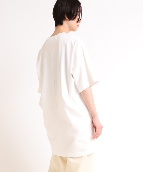 Audition(オーディション)の「M1661 40プレーティングT-ワンピース(チュニック・レディース・ホワイト/ライトベージュ/ブラック・MEDIUM)」の4枚目の写真