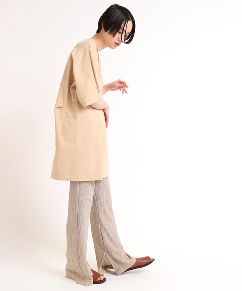 Audition(オーディション)の「M1661 40プレーティングT-ワンピース(チュニック・レディース・ホワイト/ライトベージュ/ブラック・MEDIUM)」の5枚目の写真