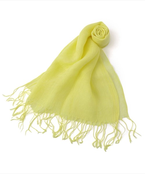 A/C DESIGN BY ALPHA CUBIC（エーシーデザインバイアルファキュービック）の「リネンストール（ストール/ショール・レディース・イエロー/グリーン・フリー）」の2枚目の写真