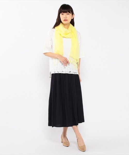 A/C DESIGN BY ALPHA CUBIC（エーシーデザインバイアルファキュービック）の「リネンストール（ストール/ショール・レディース・イエロー/グリーン・フリー）」の3枚目の写真