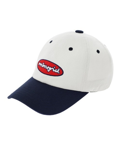 MAHAGRID(マハグリッド)の「【mahagrid】CHEMICAL LOGO BALL CAP / マハグリッド ケミカル ロゴ ベースボール キャップ(キャップ・メンズ・アイボリー/ブルー・FREE)」の1枚目の写真