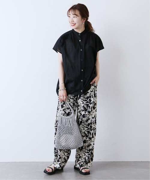 JOURNAL STANDARD 80ローンギャザーシャツ 半袖 ブラック F 美品】JOURNAL STANDARD 80ローンギャザーシャツ半袖ブラック