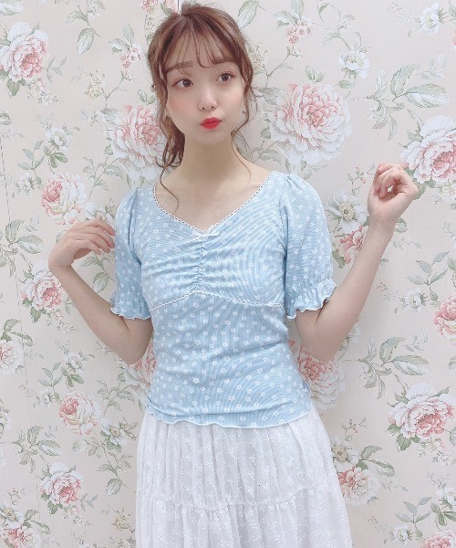 Swankiss（スワンキス）の「WY piko dot cutT（Tシャツ/カットソー・レディース・ホワイト/オフホワイト/サックスブルー・FREE）」の11枚目の写真