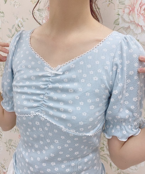 Swankiss（スワンキス）の「WY piko dot cutT（Tシャツ/カットソー・レディース・ホワイト/オフホワイト/サックスブルー・FREE）」の12枚目の写真