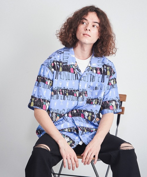 THE HITSS(ヒッツ)の「【THE HITSS】ポリ ドレープ ルーズフィット 無地 総柄 オープンカラーシャツ(シャツ/ブラウス・メンズ・S/E/M/X/P/H/B/J/F/N/V/Q/I/K/C/U/L/D/G/W/O/R/A/ブラック/グリーン/モカ/グレー/ブルー/ホワイト/T・L/M/XL)」の1枚目の写真