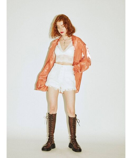 jouetie(ジュエティ)の「フリンジデニムショートパンツ(デニムパンツ・レディース・オフホワイト/ブラック/ライトブルー・LARGE/SMALL/MEDIUM/X-SMALL)」の7枚目の写真