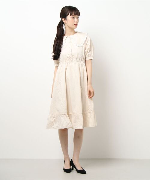 ems excite（エムズエキサイト）の「デカ襟レースワンピース（ワンピース・レディース・ライトブルー/アイボリー/ブラック系その他・FREE）」の8枚目の写真