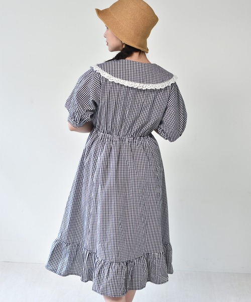 ems excite（エムズエキサイト）の「デカ襟レースワンピース（ワンピース・レディース・ライトブルー/アイボリー/ブラック系その他・FREE）」の11枚目の写真