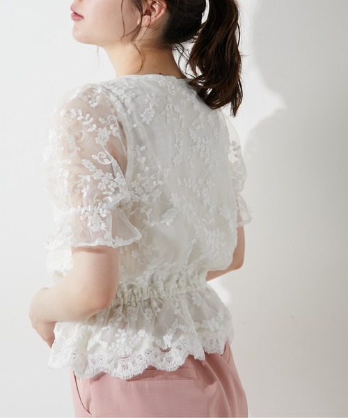 OLIVE des OLIVE（オリーブデオリーブ）の「胸くしゅオーガンジーブラウス（シャツ/ブラウス・レディース・オフホワイト/ピンク/アイボリー・FREE）」の6枚目の写真