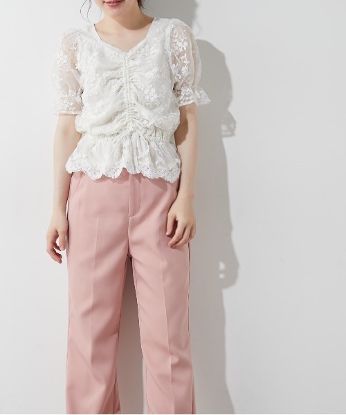 OLIVE des OLIVE（オリーブデオリーブ）の「胸くしゅオーガンジーブラウス（シャツ/ブラウス・レディース・オフホワイト/ピンク/アイボリー・FREE）」の9枚目の写真