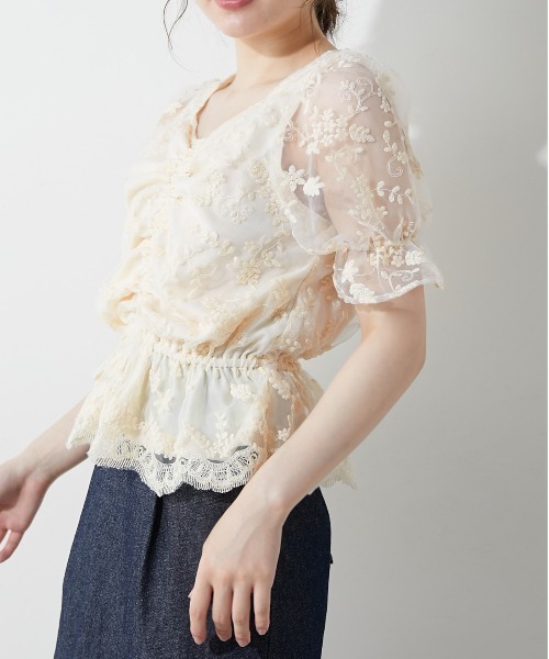 OLIVE des OLIVE（オリーブデオリーブ）の「胸くしゅオーガンジーブラウス（シャツ/ブラウス・レディース・オフホワイト/ピンク/アイボリー・FREE）」の11枚目の写真