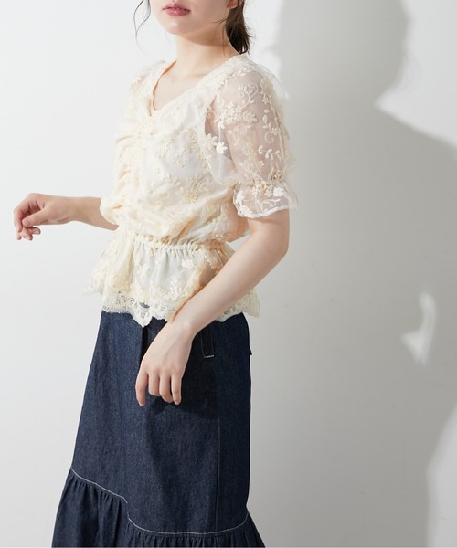 OLIVE des OLIVE（オリーブデオリーブ）の「胸くしゅオーガンジーブラウス（シャツ/ブラウス・レディース・オフホワイト/ピンク/アイボリー・FREE）」の14枚目の写真