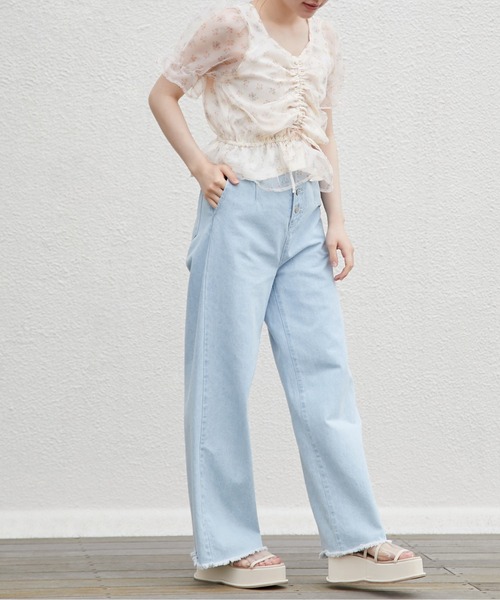 OLIVE des OLIVE（オリーブデオリーブ）の「胸くしゅオーガンジーブラウス（シャツ/ブラウス・レディース・オフホワイト/ピンク/アイボリー・FREE）」の19枚目の写真