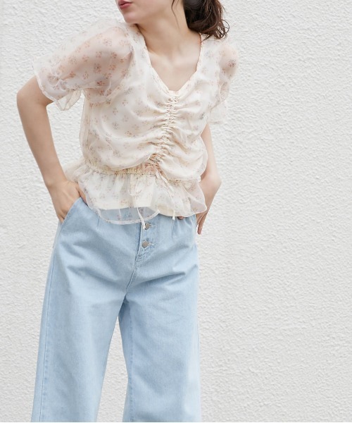 OLIVE des OLIVE（オリーブデオリーブ）の「胸くしゅオーガンジーブラウス（シャツ/ブラウス・レディース・オフホワイト/ピンク/アイボリー・FREE）」の21枚目の写真