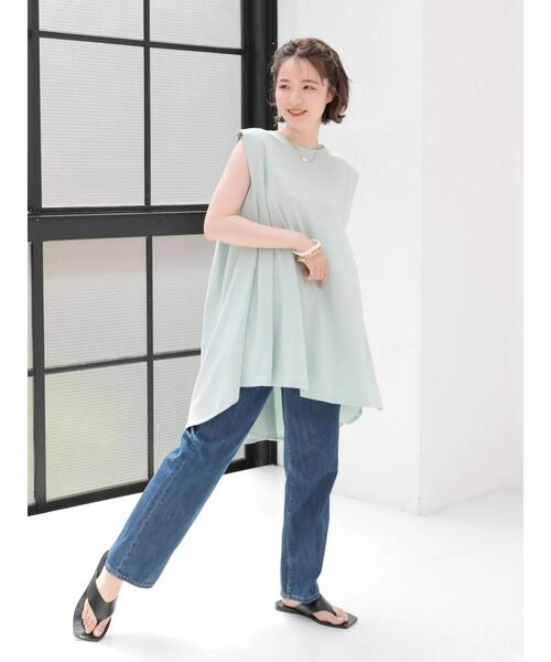 AMERICAN HOLIC(アメリカンホリック)の「フレアカットフレンチスリーブチュニック(Tシャツ/カットソー・レディース・チャコールグレー/ライトイエロー/オフホワイト/サックスブルー/ブルー・L/M)」の17枚目の写真