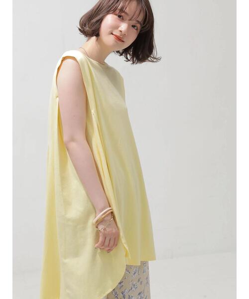 AMERICAN HOLIC(アメリカンホリック)の「フレアカットフレンチスリーブチュニック(Tシャツ/カットソー・レディース・チャコールグレー/ライトイエロー/オフホワイト/サックスブルー/ブルー・L/M)」の19枚目の写真