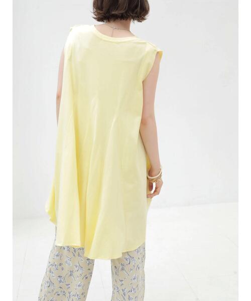 AMERICAN HOLIC(アメリカンホリック)の「フレアカットフレンチスリーブチュニック(Tシャツ/カットソー・レディース・チャコールグレー/ライトイエロー/オフホワイト/サックスブルー/ブルー・L/M)」の22枚目の写真