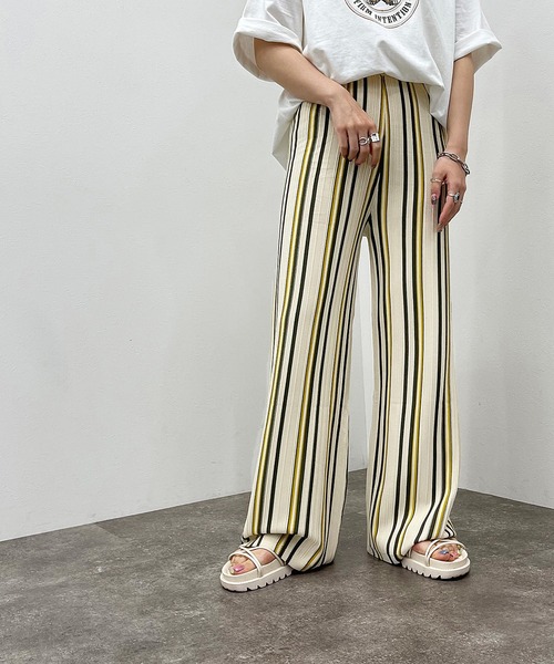 apres jour mignon（アプレジュールミニョン）の「マルチストライプニットパンツ【ZOZOTOWN限定アイテム】（その他パンツ・レディース・ブラック系その他/グリーン系その他3/アイボリー/ブルー系その他・SMALL/X-LARGE/MEDIUM）」の12枚目の写真