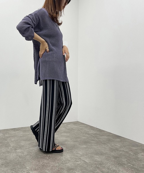 apres jour mignon（アプレジュールミニョン）の「マルチストライプニットパンツ【ZOZOTOWN限定アイテム】（その他パンツ・レディース・ブラック系その他/グリーン系その他3/アイボリー/ブルー系その他・SMALL/X-LARGE/MEDIUM）」の6枚目の写真