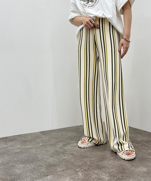 apres jour mignon（アプレジュールミニョン）の「マルチストライプニットパンツ【ZOZOTOWN限定アイテム】（その他パンツ・レディース・ブラック系その他/グリーン系その他3/アイボリー/ブルー系その他・SMALL/X-LARGE/MEDIUM）」の8枚目の写真